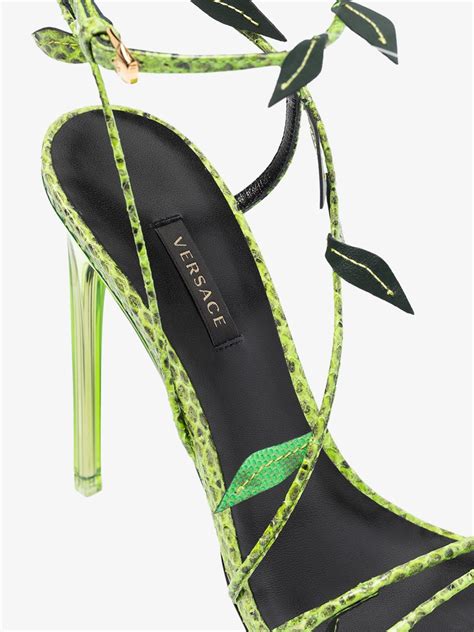 versace green leaf heels|versace heel sandals.